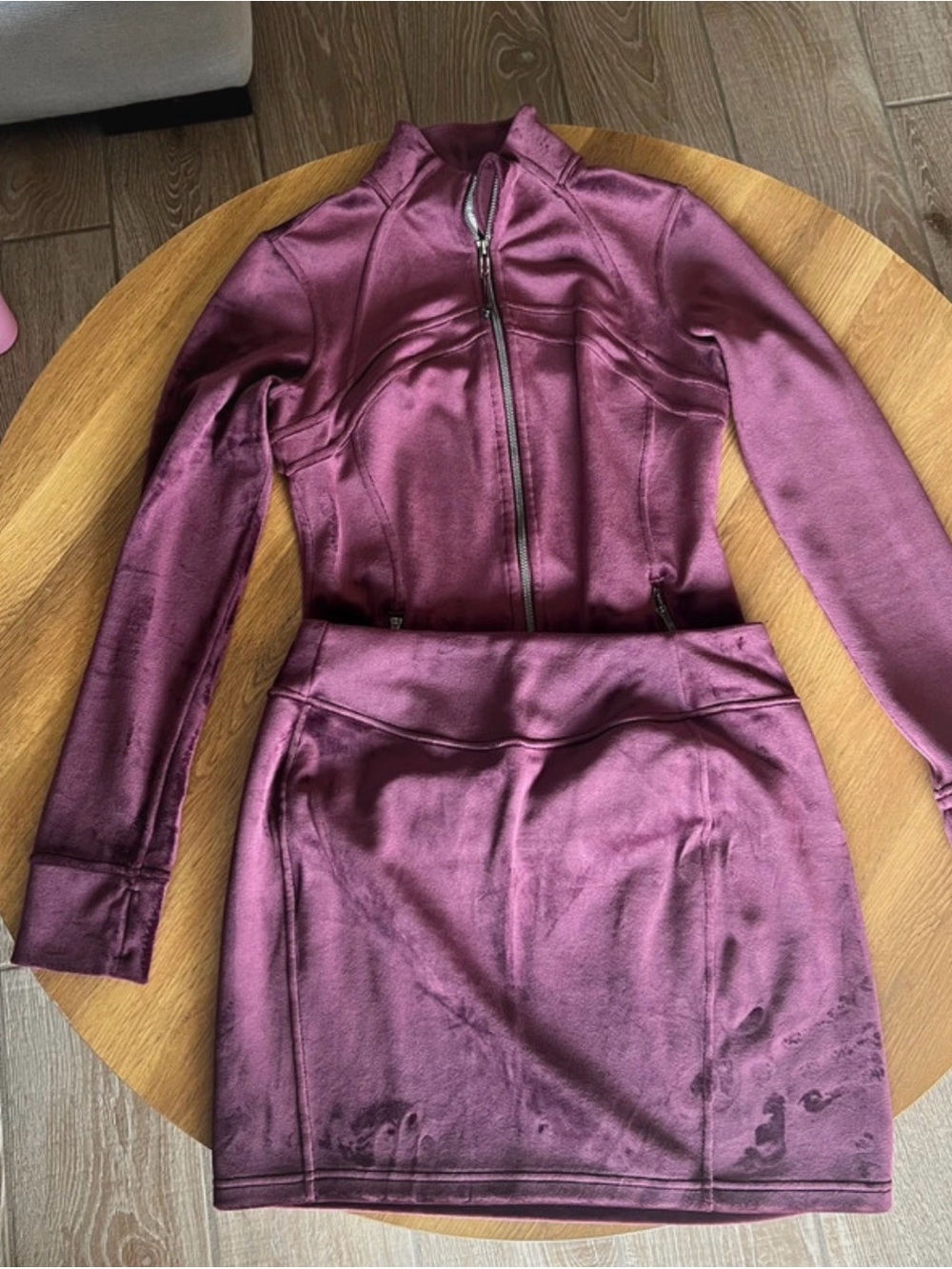Lululemon Define Velvet Jacket + Scuba Mini Skirt Garnet Set 6 / M